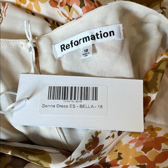 Reformation Senna Floral Ruched High Neck High Slit Bella Maxi Dress Size 18 - Picture 10 of 11